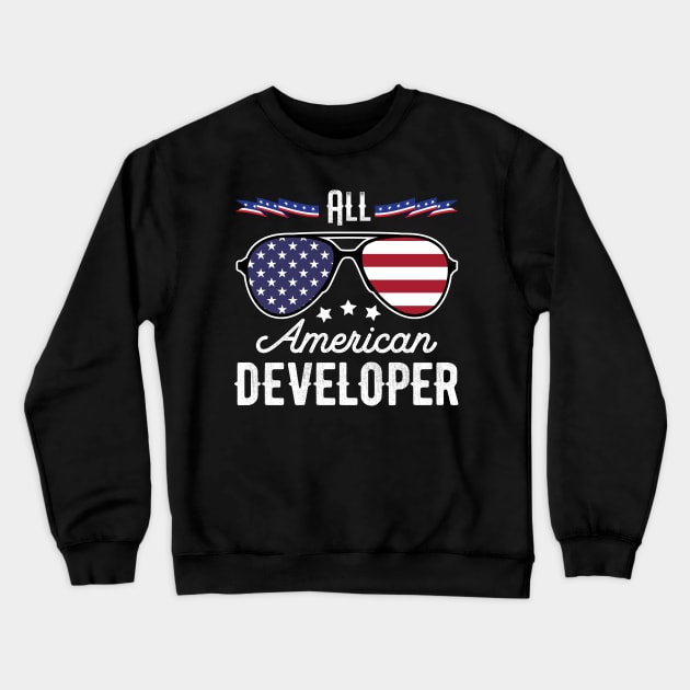 All American Developer 4th Of July Sunglasses Crewneck Sweatshirt by tobzz
